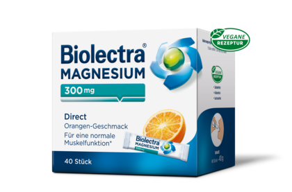 Packshot der Biolectra® Magnesium 300 mg direct Orange 40 Stück