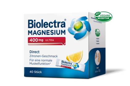 Packshot der Biolectra® Magnesium 400 mg ultra direct Zitrone 40 Stück