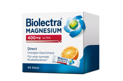 Packshot der Biolectra® Magnesium 400 mg ultra direct Orange 40 Stück