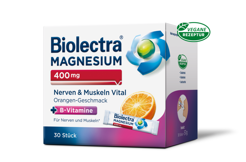 Packshot der Biolectra® Magnesium 400 mg Nerven Muskeln Vital 30 Stück