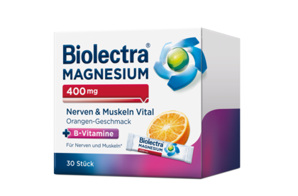 Packshot der Biolectra® Magnesium 400 mg Nerven Muskeln Vital 30 Stück